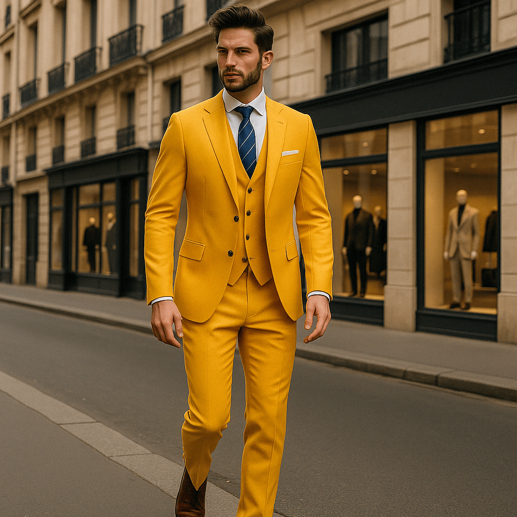 Primadon Herrenanzüge Gelb / S Matteo | Eleganter Herrenanzug Slim Fit für Hochzeiten