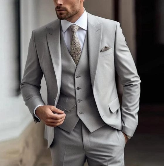 Primadon Herrenanzüge Grau / S Adrian | Eleganter Hochzeitsanzug Herren klassisch dreiteilig