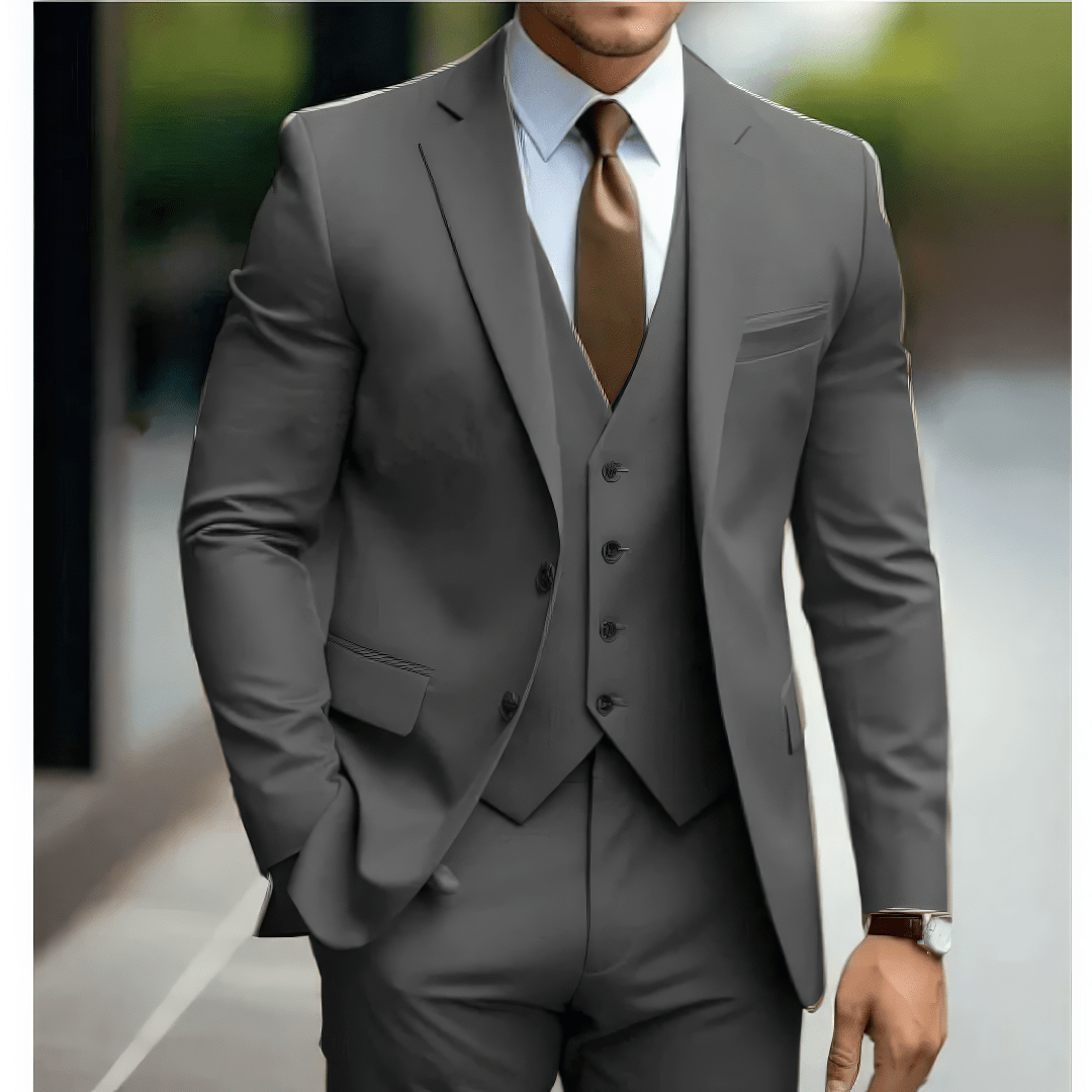 Primadon Herrenanzüge Grau / S Benno | eleganter Hochzeitsgastanzug für Herren slim fit