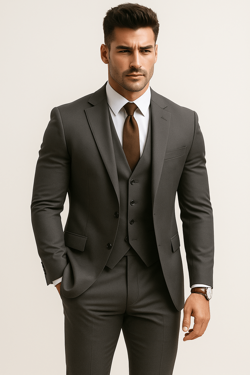 Primadon Herrenanzüge Grau / S Benno | eleganter Hochzeitsgastanzug für Herren slim fit