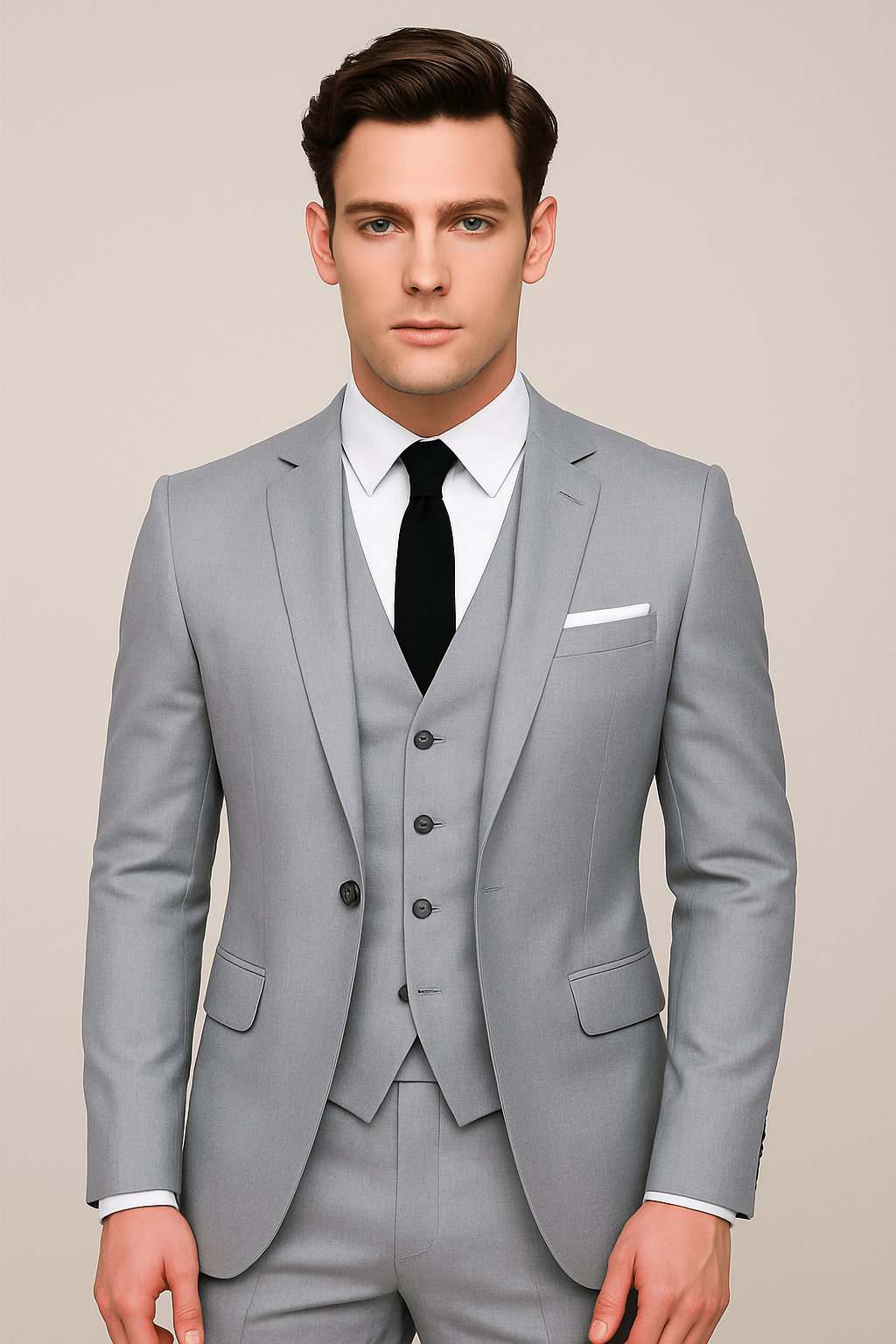 Primadon Herrenanzüge Grau / S Matteo | Eleganter Slim Fit Anzug für Herren Hochzeit 3-teilig