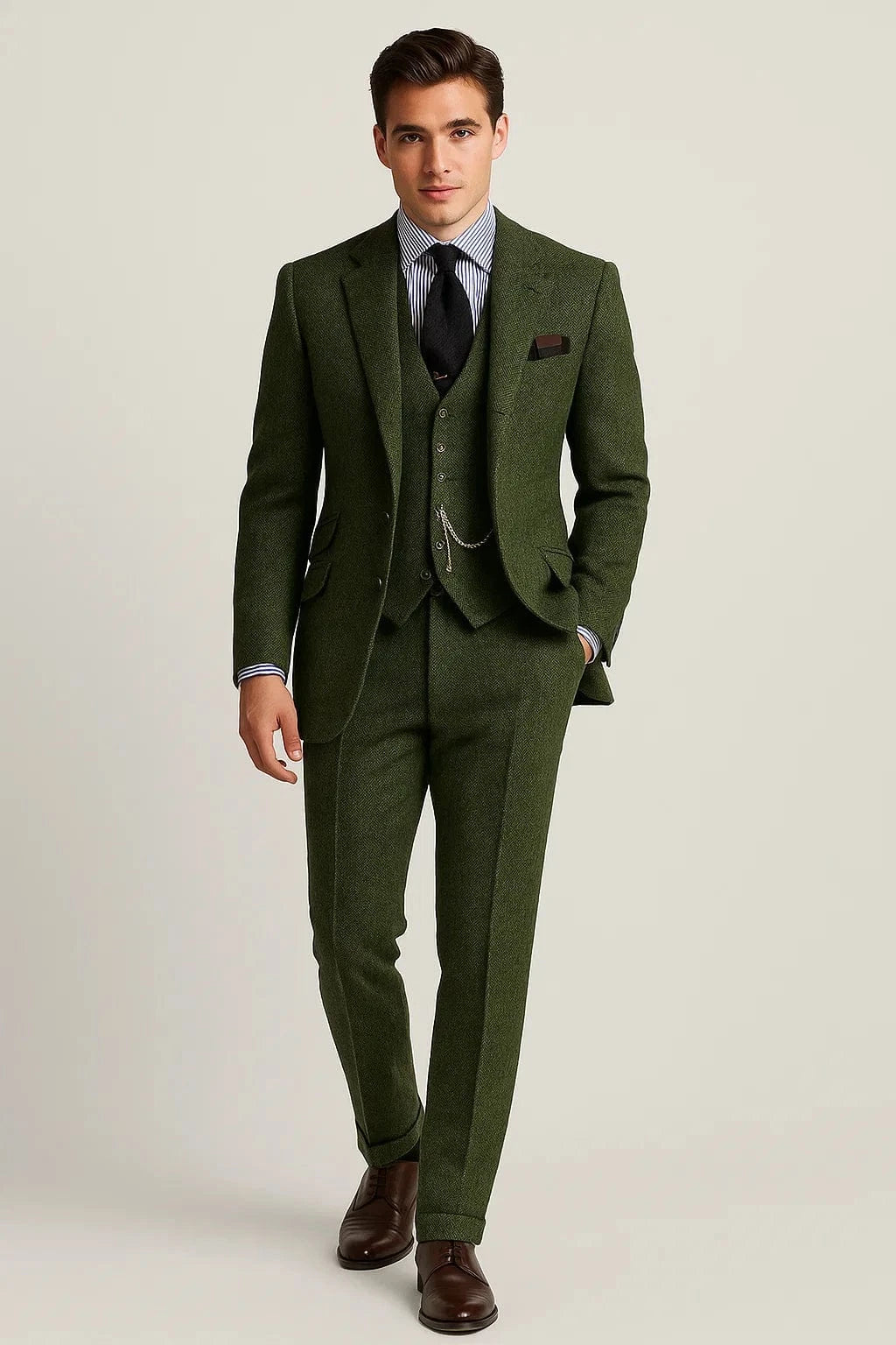 Primadon Herrenanzüge Grün / XS Anton eleganter Tweed Smoking Anzug für Herren maßgeschneidert