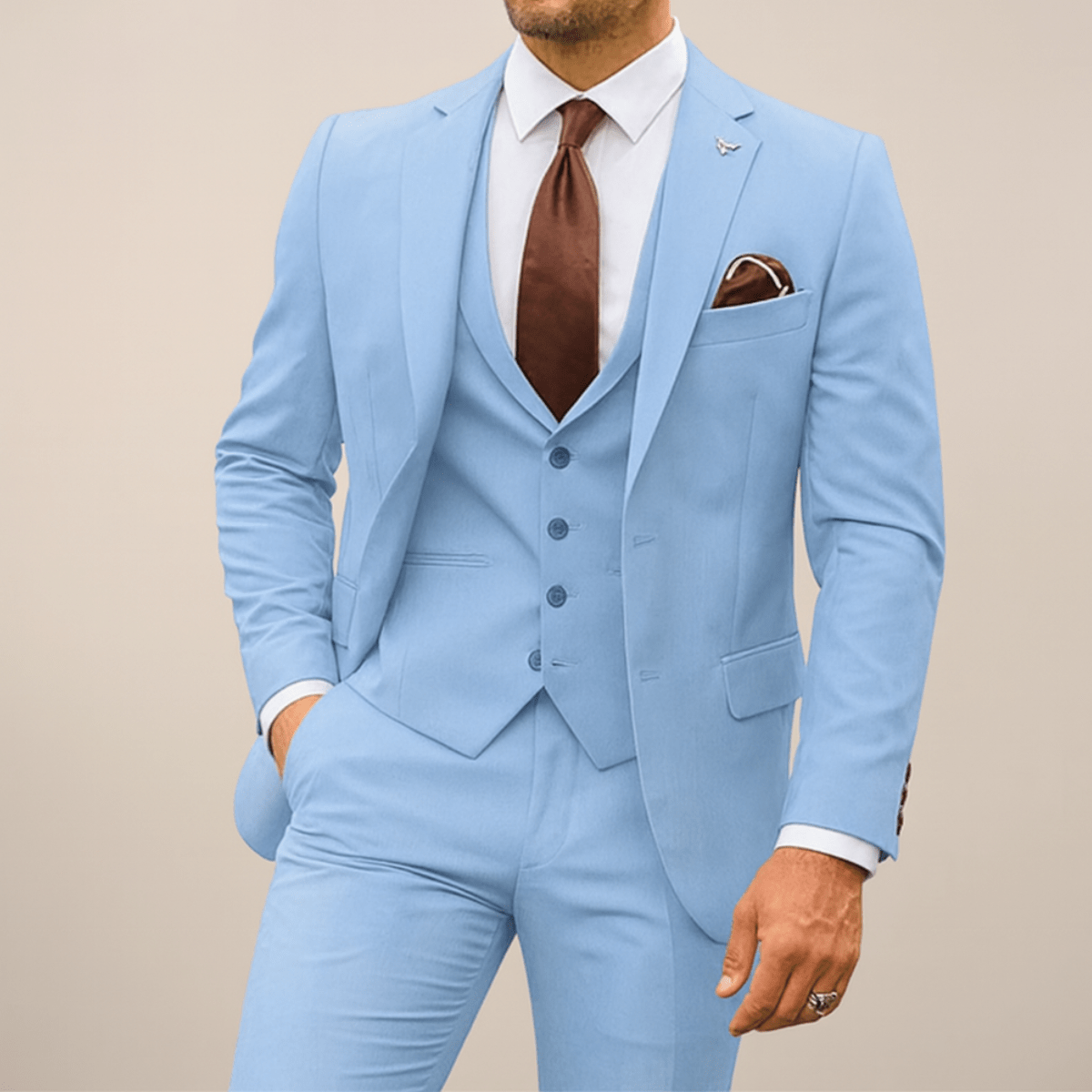Primadon Herrenanzüge Hellblau / S Matteo | Eleganter Slim Fit Anzug für Herren Hochzeit