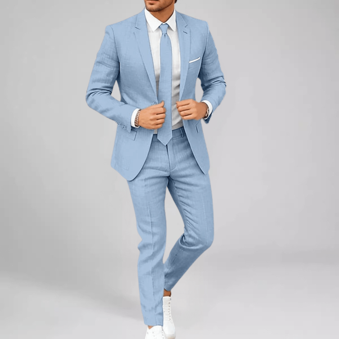 Primadon Herrenanzüge Hellblau / XS Leon | Eleganter Anzug für Herren Smart-Casual Leinen