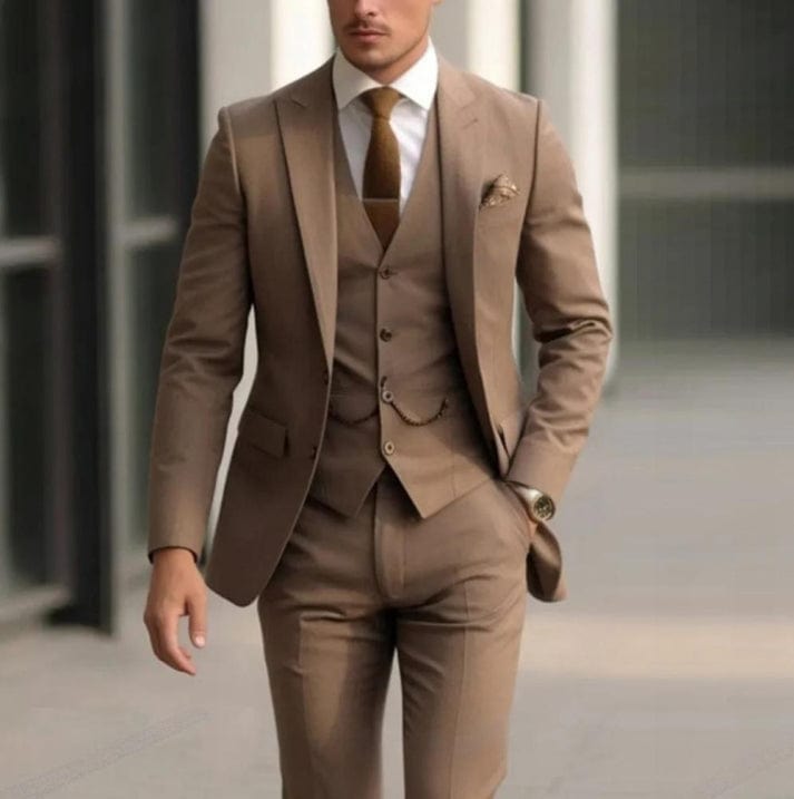 Primadon Herrenanzüge Hellbraun / S Adrian | Eleganter Hochzeitsanzug Herren klassisch dreiteilig