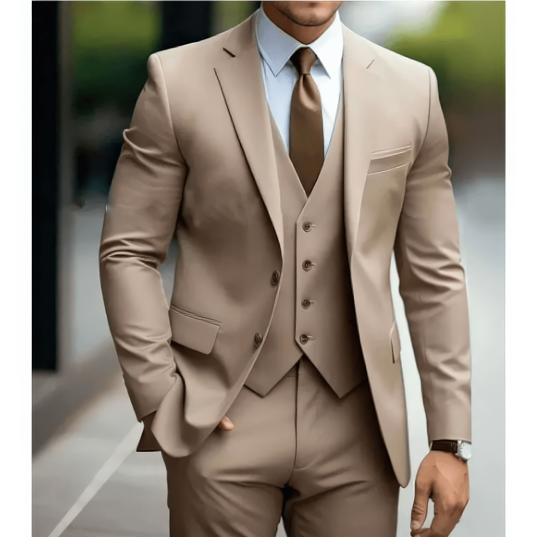 Primadon Herrenanzüge Hellbraun / S Benno | eleganter Hochzeitsgastanzug für Herren slim fit