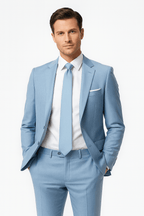 Primadon Herrenanzüge Helles Blau / XS Leon | Eleganter Anzug für Herren Hochzeit Slim Fit
