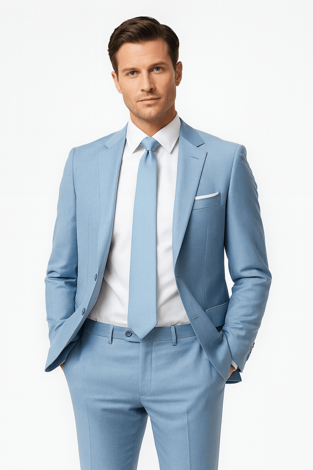 Primadon Herrenanzüge Helles Blau / XS Leon | Eleganter Anzug für Herren Hochzeit Slim Fit