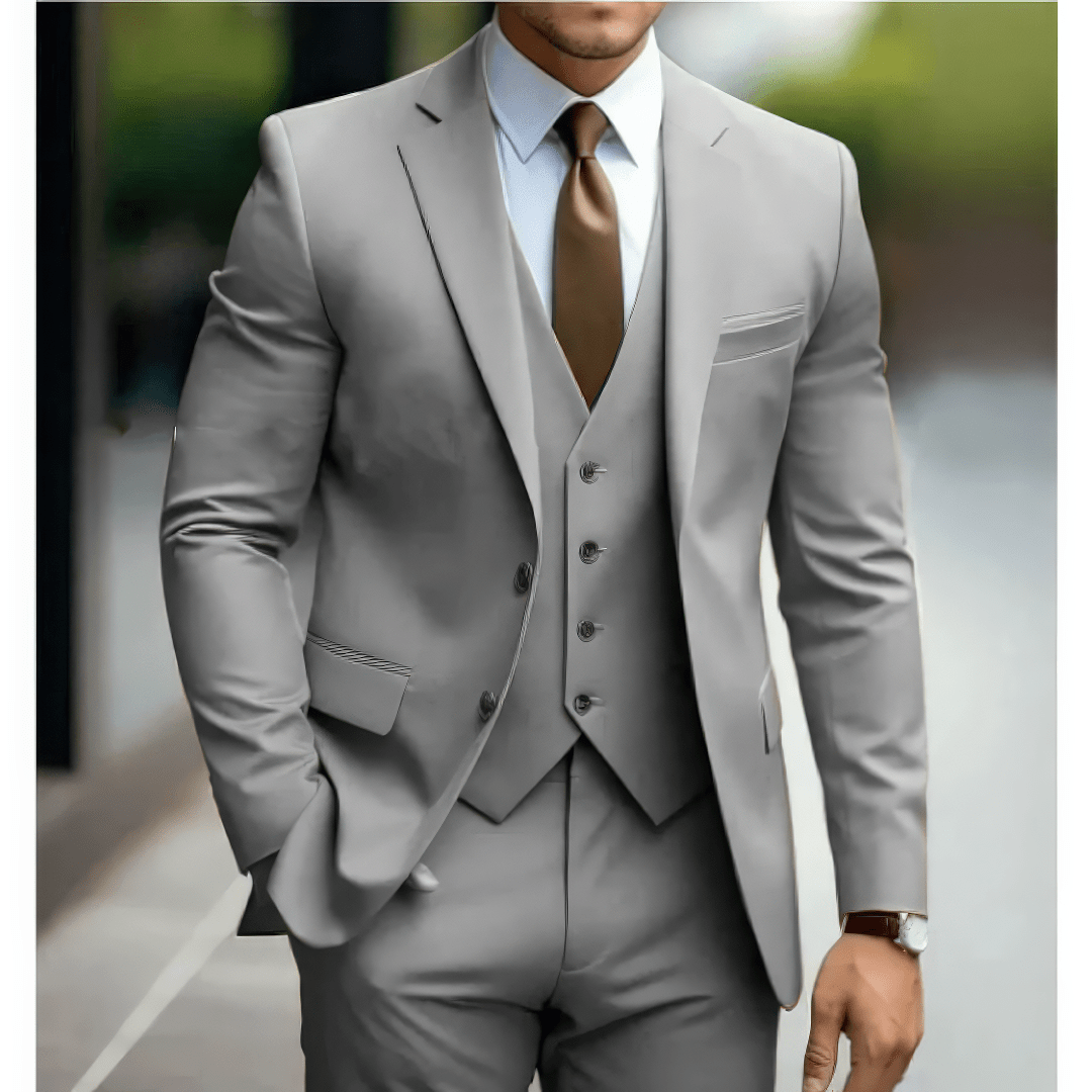 Primadon Herrenanzüge Hellgrau / S Benno | eleganter Hochzeitsgastanzug für Herren slim fit