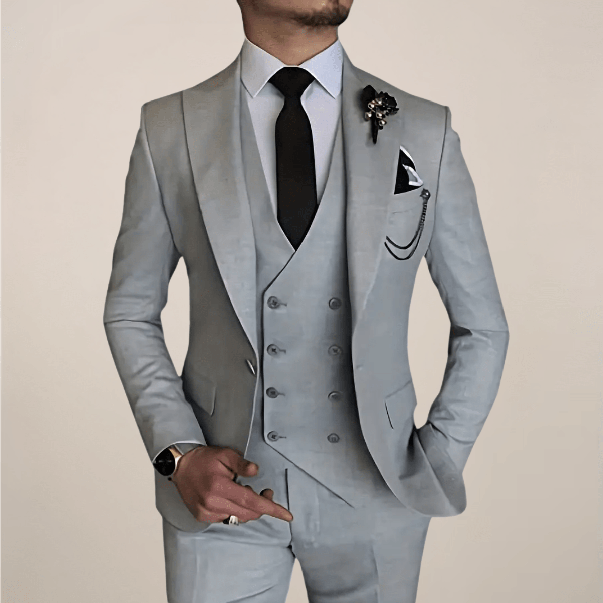 Primadon Herrenanzüge Hellgrau / XS Matteo | Eleganter Anzug für Herren Business Slim Fit