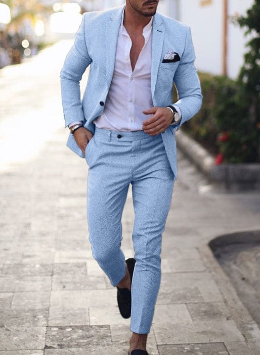 Primadon Herrenanzüge Himmelblau / XS Adrian | Eleganter Herrenanzug 2-teilig für Sommer atmungsaktiv