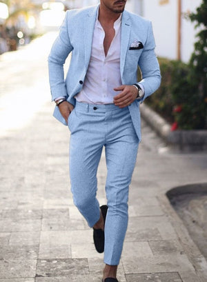 Primadon Herrenanzüge Himmelblau / XS Adrian | Eleganter Herrenanzug 2-teilig für Sommer atmungsaktiv