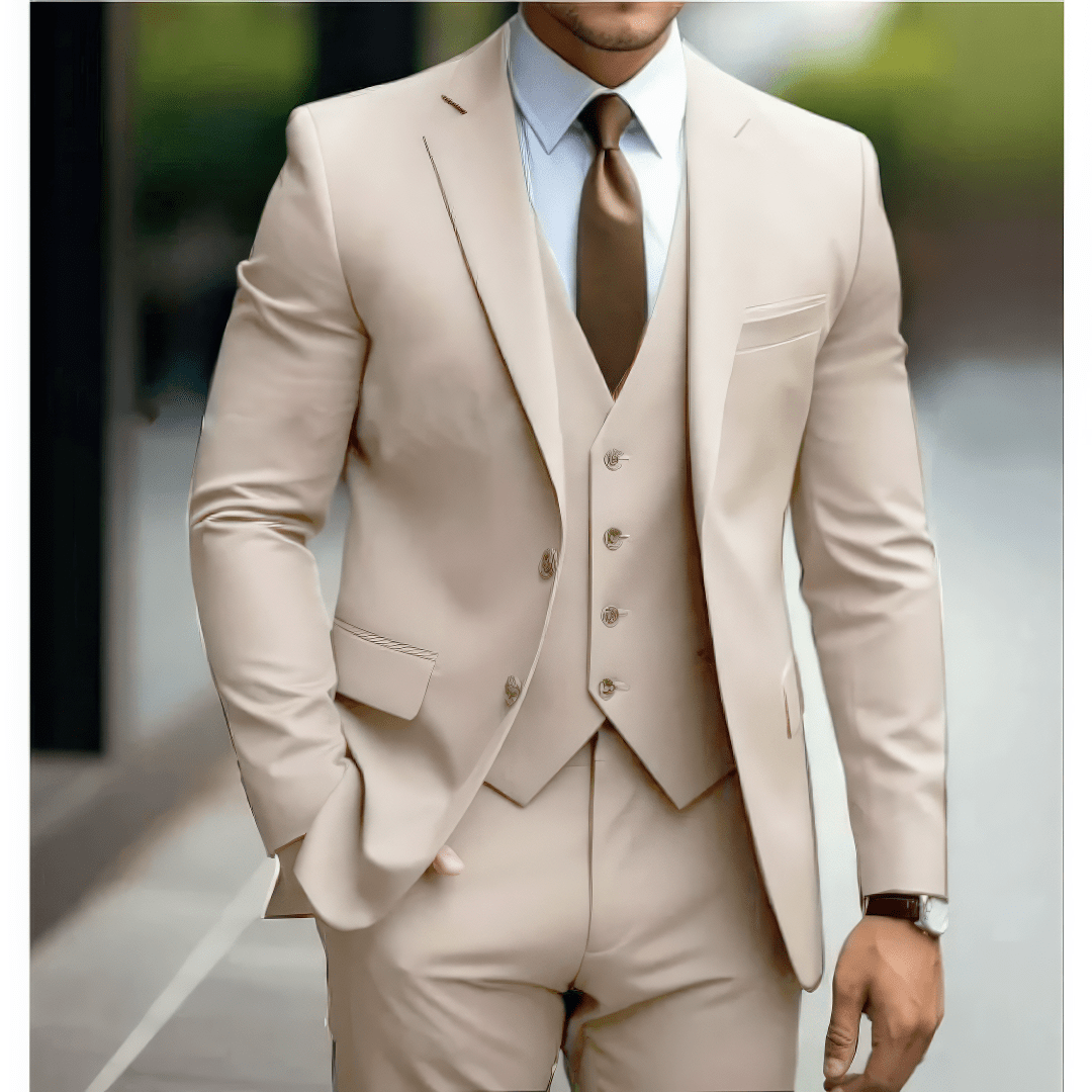 Primadon Herrenanzüge Khaki / S Benno | eleganter Hochzeitsgastanzug für Herren slim fit