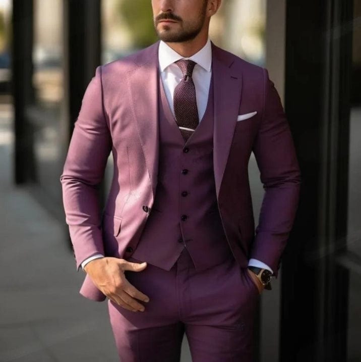 Primadon Herrenanzüge Lila / S Adrian | Eleganter Hochzeitsanzug Herren klassisch dreiteilig