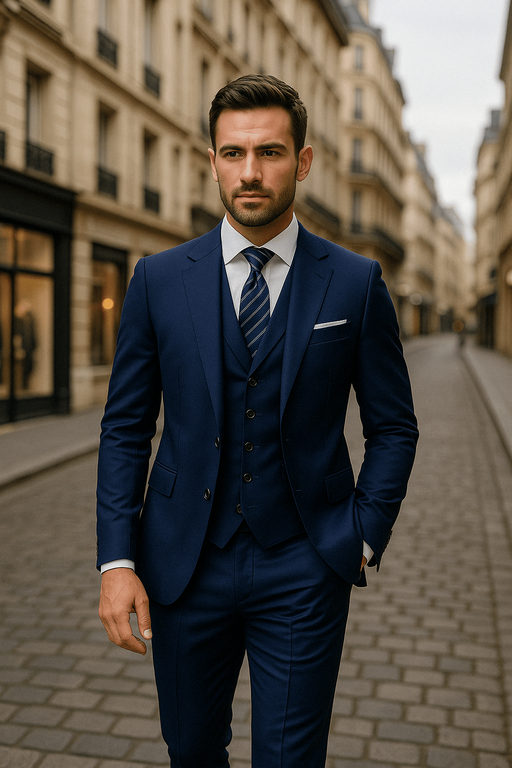 Primadon Herrenanzüge Marineblau / S Matteo | Eleganter Herrenanzug Slim Fit für Hochzeiten