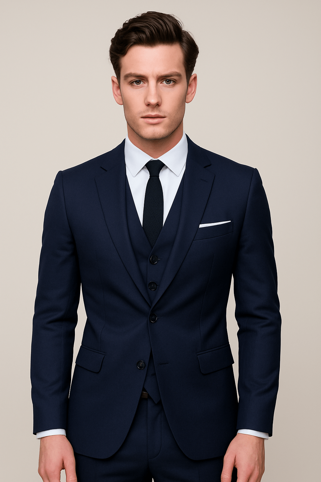 Primadon Herrenanzüge Marineblau / S Matteo | Eleganter Slim Fit Anzug für Herren Hochzeit 3-teilig