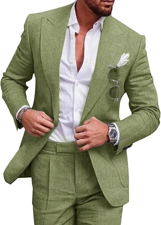 Primadon Herrenanzüge Olivgrün / S Milan | eleganter Hochzeitsanzug für Herren leinen