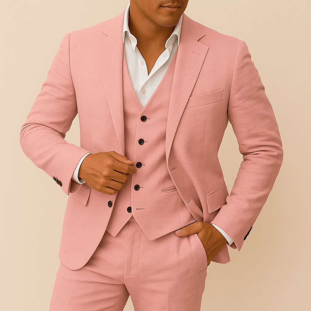 Primadon Herrenanzüge Pink / XS Matteo | Eleganter Leinenanzug für Herren Hochzeitsanlass