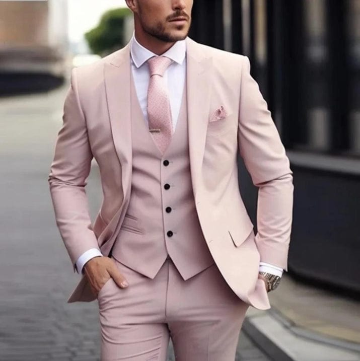 Primadon Herrenanzüge Rosa / S Adrian | Eleganter Hochzeitsanzug Herren klassisch dreiteilig