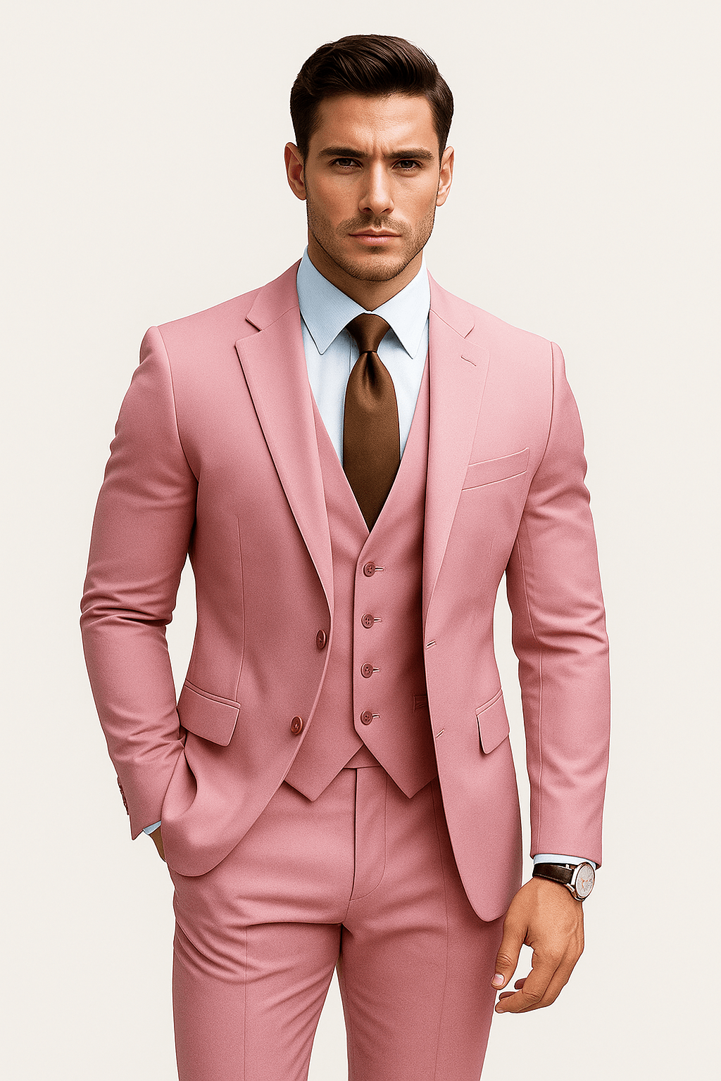 Primadon Herrenanzüge Rosa / S Benno | eleganter Hochzeitsgastanzug für Herren slim fit
