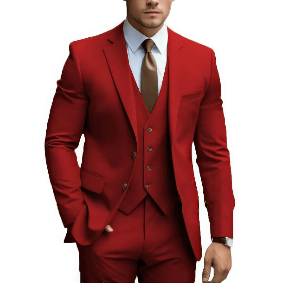 Primadon Herrenanzüge Rot / S Benno | eleganter Hochzeitsgastanzug für Herren slim fit