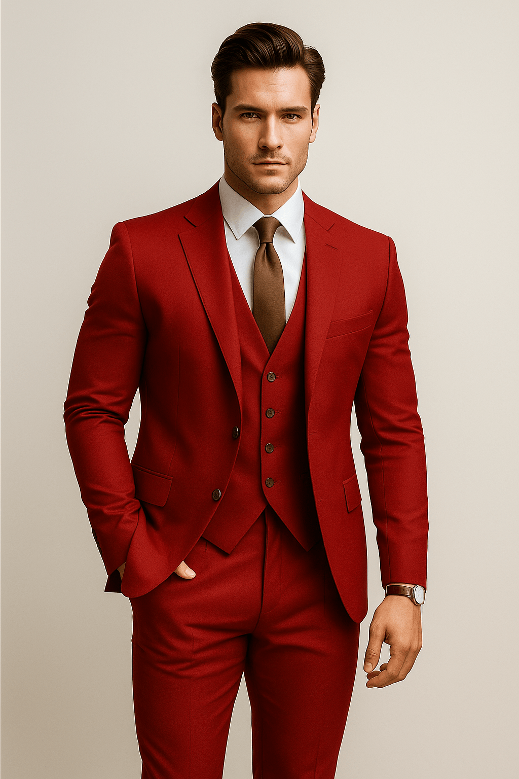 Primadon Herrenanzüge Rot / S Benno | eleganter Hochzeitsgastanzug für Herren slim fit