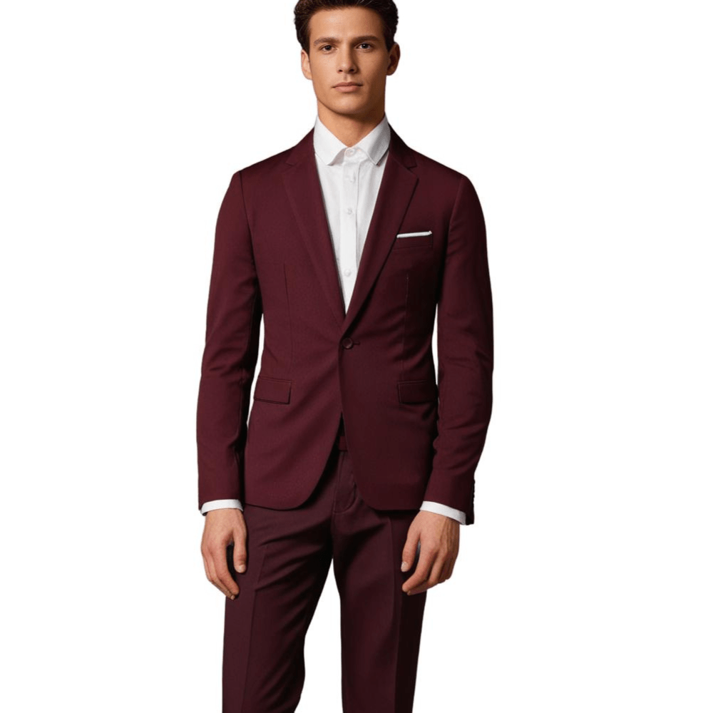 Primadon Herrenanzüge Rot / S Christian | Eleganter Slim Fit Anzug für Herren Hochzeit