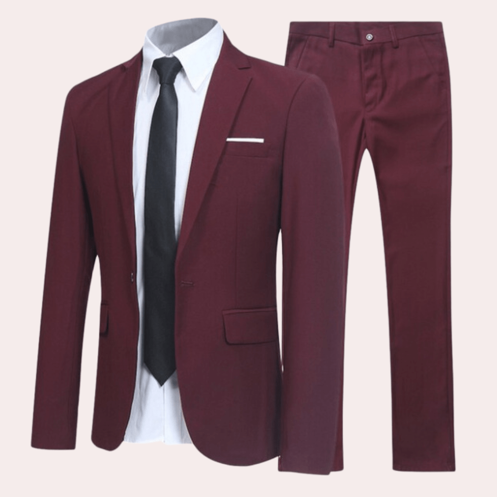 Primadon Herrenanzüge Rot / S Lucas | Eleganter Slim Fit Anzug für Herren Hochzeit