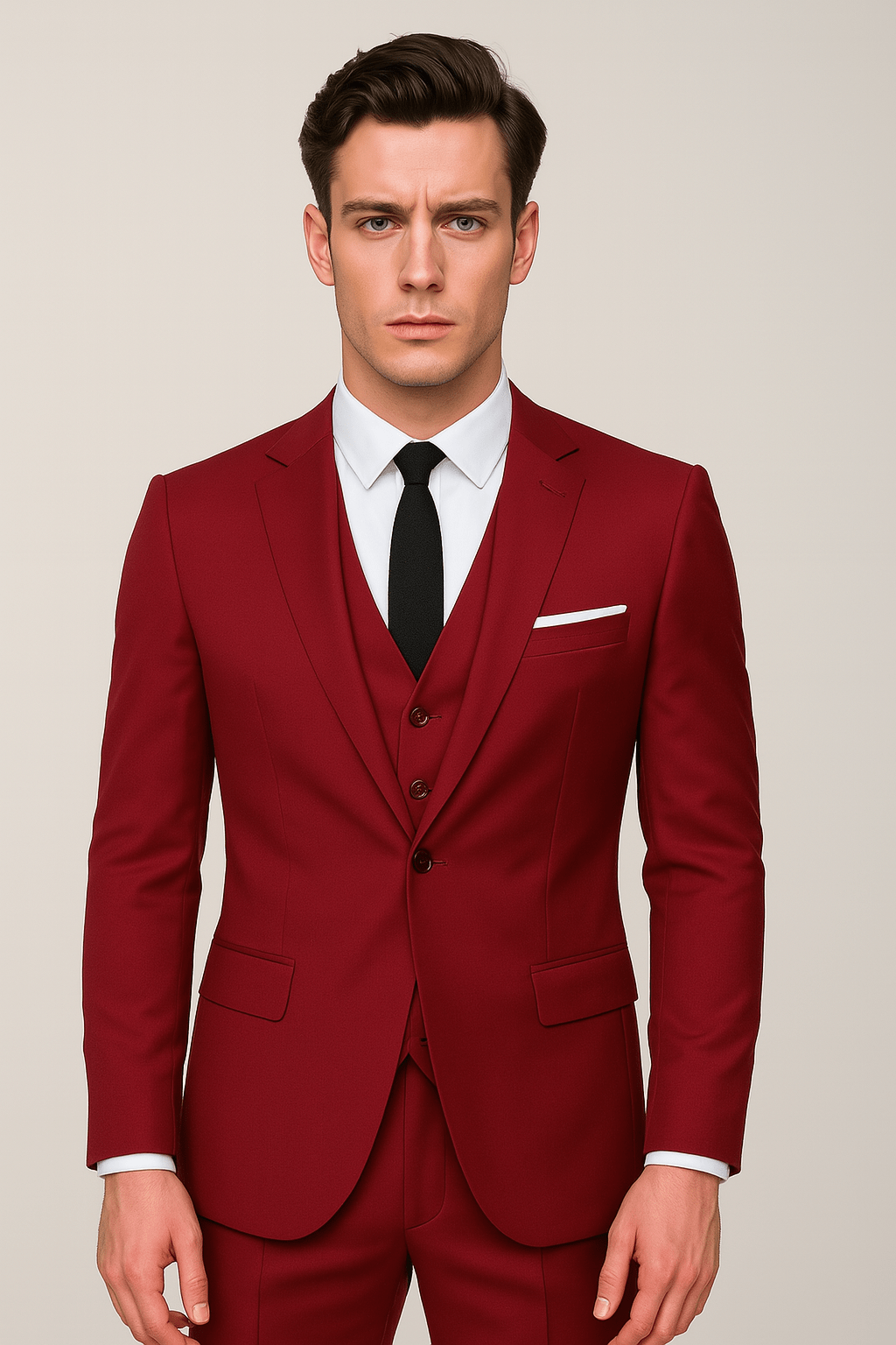 Primadon Herrenanzüge Rot / S Matteo | Eleganter Slim Fit Anzug für Herren Hochzeit 3-teilig