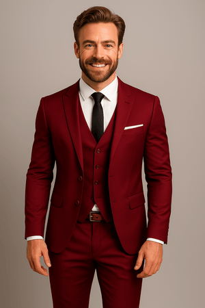 Primadon Herrenanzüge Rot / S Matteo | Eleganter Slim Fit Anzug für Herren Hochzeit