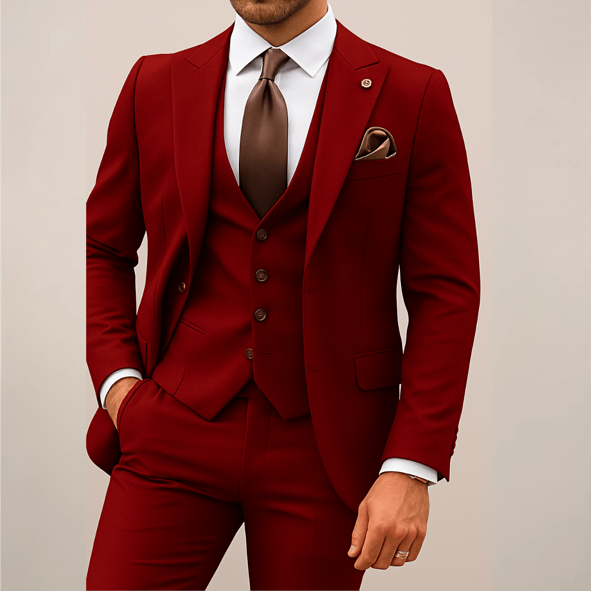 Primadon Herrenanzüge Rot / S Matteo | Eleganter Slim Fit Anzug für Herren Hochzeit
