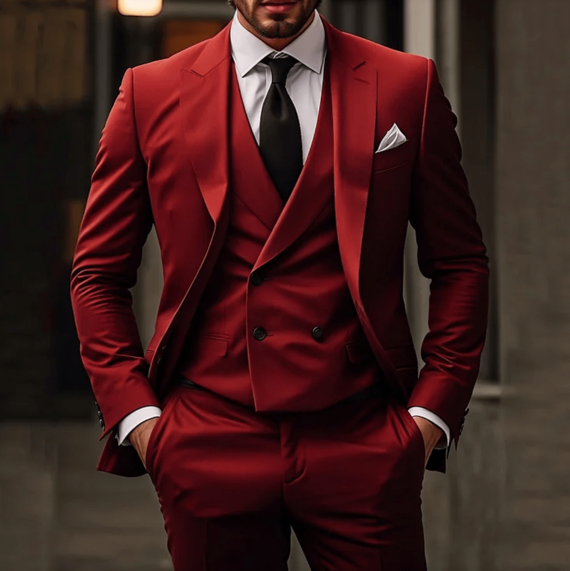 Primadon Herrenanzüge Rot / XS Patrick | Eleganter Herrenanzug Dreiteiler klassisch