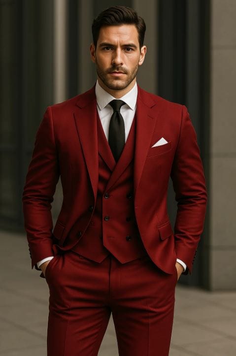 Primadon Herrenanzüge Rot / XS Tim | Eleganter Anzug für Herren Hochzeit Slim Fit