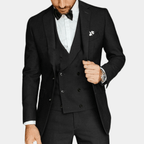 Primadon Herrenanzüge Schwarz / S Johannes | Elegantes 3-Teiliges Anzugset für Herren Sommer