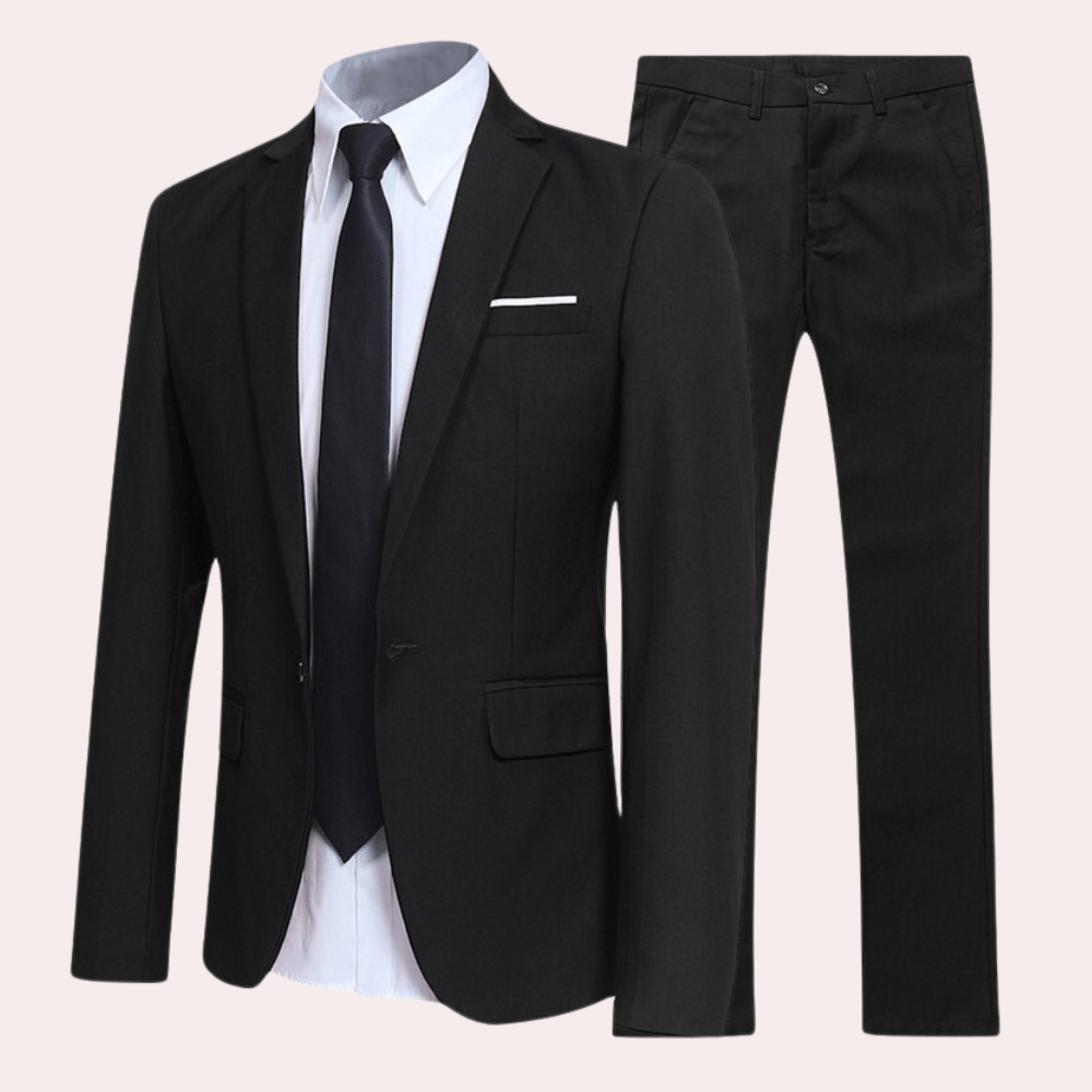 Primadon Herrenanzüge Schwarz / S Lucas | Eleganter Slim Fit Anzug für Herren Hochzeit