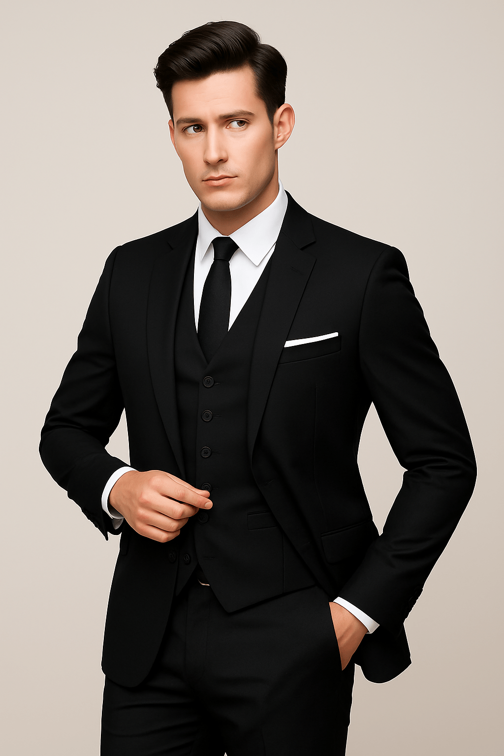 Primadon Herrenanzüge Schwarz / S Matteo | Eleganter Slim Fit Anzug für Herren Hochzeit 3-teilig