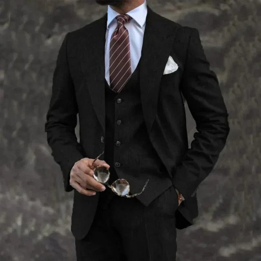 Primadon Herrenanzüge Schwarz / S Thomas | Eleganter Anzug für Herren Atmungsaktiv Hochzeit