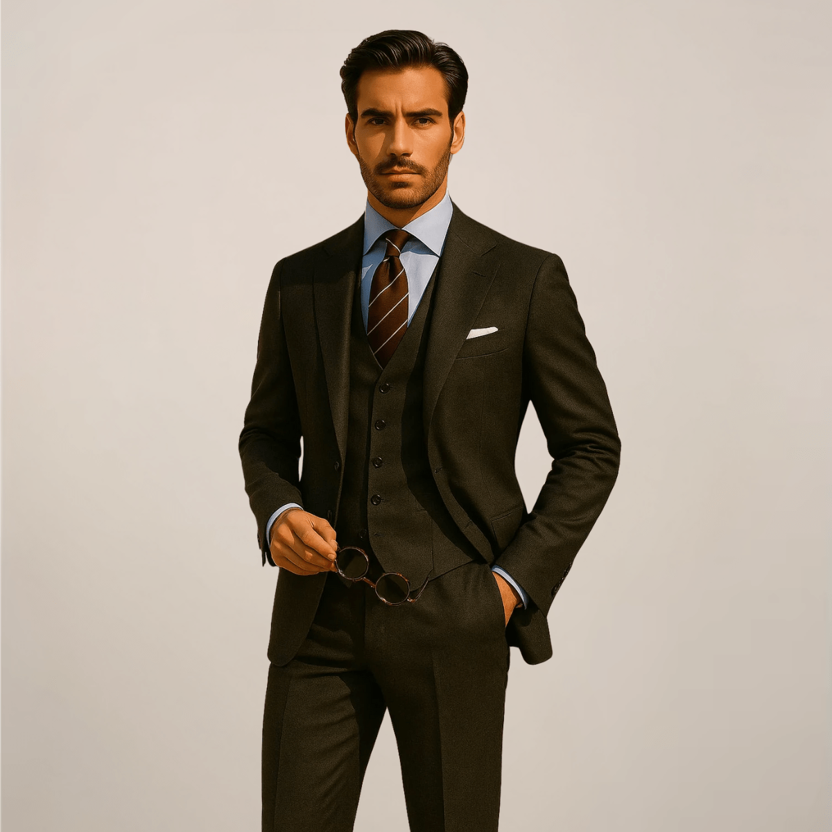 Primadon Herrenanzüge Schwarz / XS Adrian | Eleganter Anzug für Herren dreiteilig Slim Fit