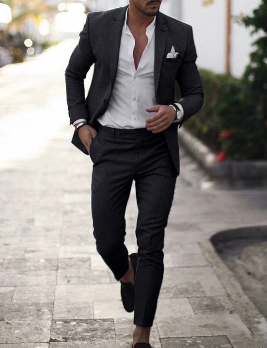 Primadon Herrenanzüge Schwarz / XS Adrian | Eleganter Herrenanzug 2-teilig für Sommer atmungsaktiv