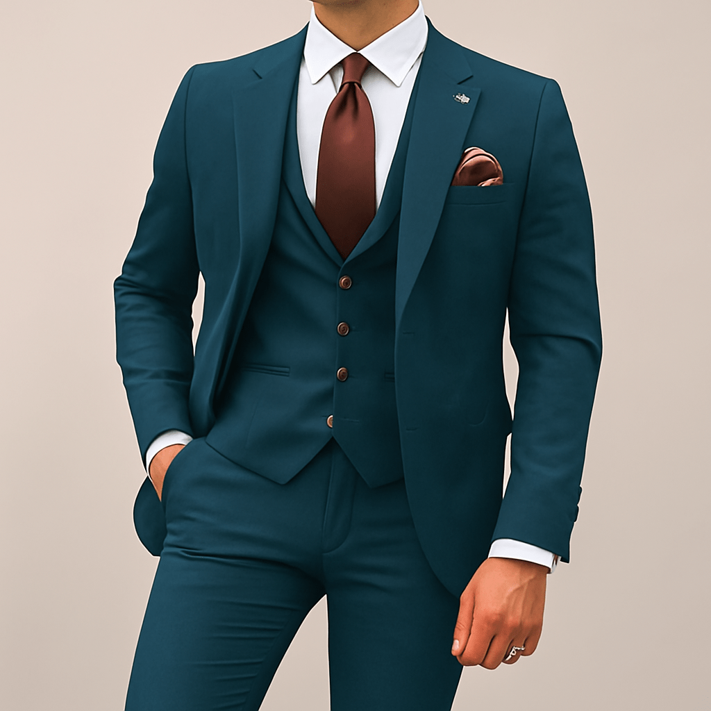 Primadon Herrenanzüge Teal Blau / S Matteo | Eleganter Slim Fit Anzug für Herren Hochzeit