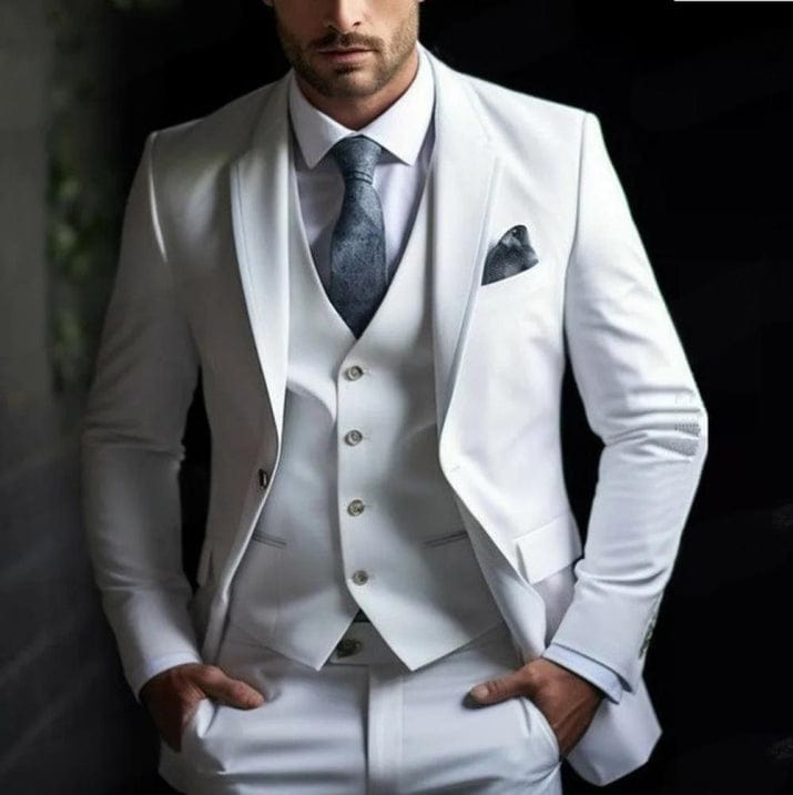 Primadon Herrenanzüge Weiß / S Adrian | Eleganter Hochzeitsanzug Herren klassisch dreiteilig