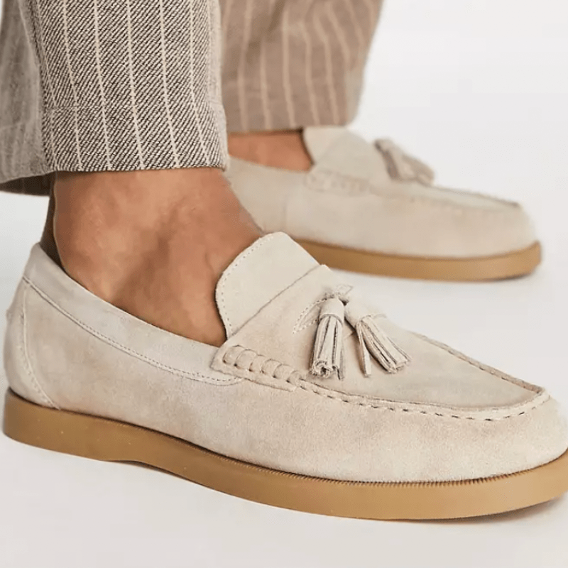 Primadon Herrenanzugschuhe Beige / 38 Elias | elegante Loafers für Herren Leder