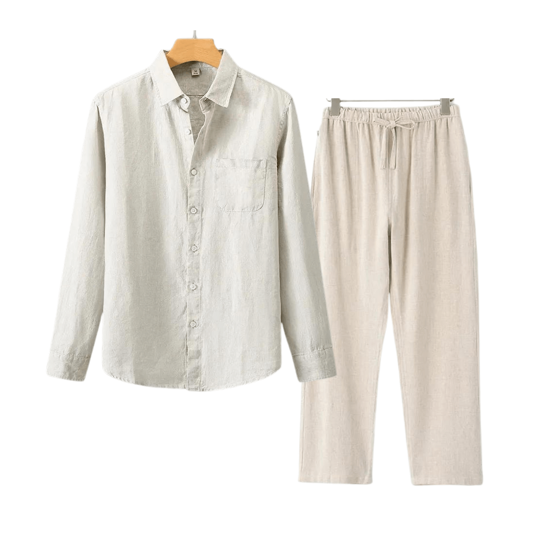 Primadon Herrenbekleidung Beige/Beige / M Nils | elegantes Leinen Set für Herren Sommer