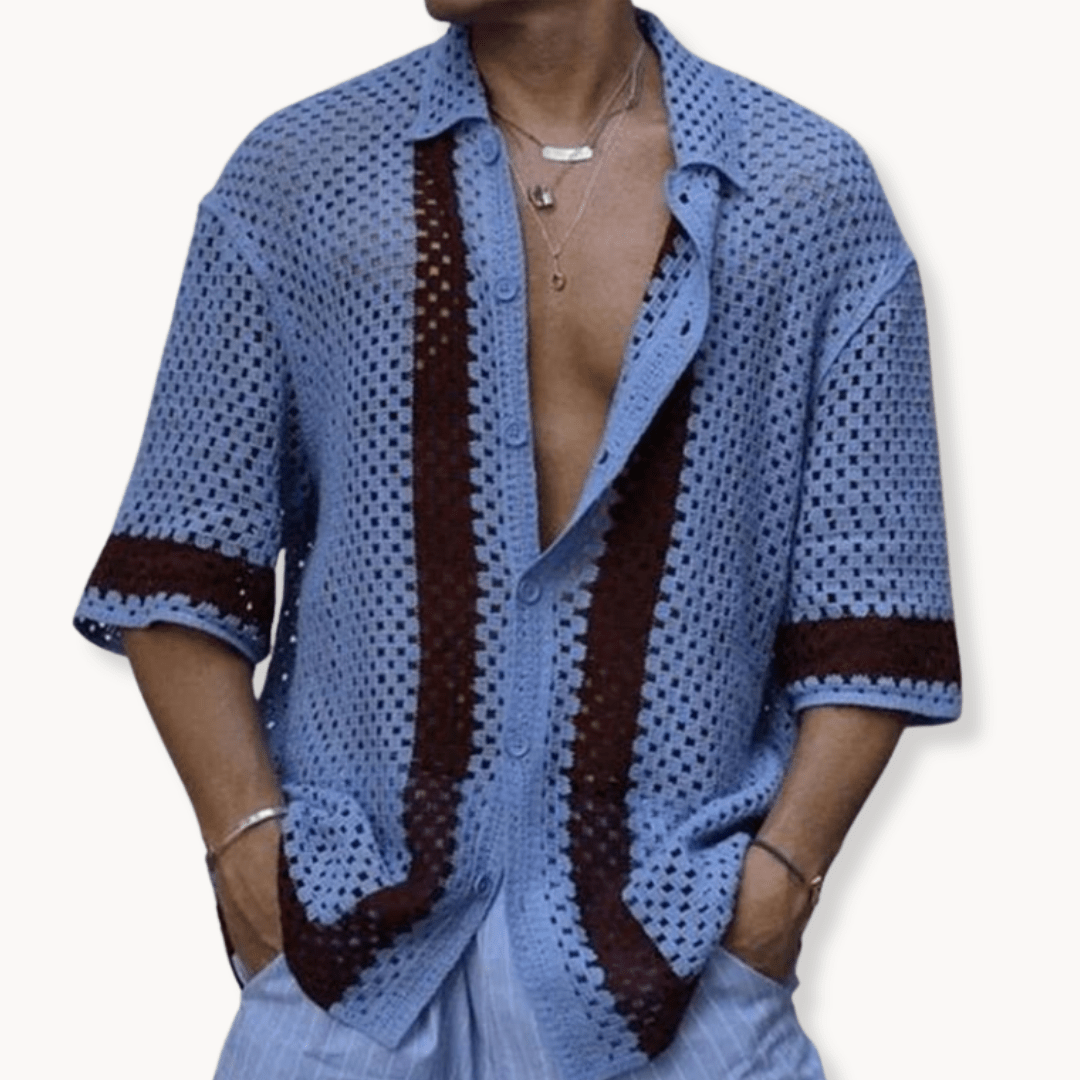 Primadon Herrenbekleidung Blau / S Henrik | elegantes Strickhemd für Herren Baumwolle