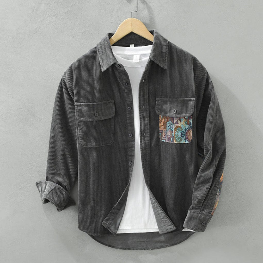 Primadon Herrenbekleidung Grau / M Klassisches Langarmhemd für Herren Vintage Stil Baumwollmischung ganzjährig