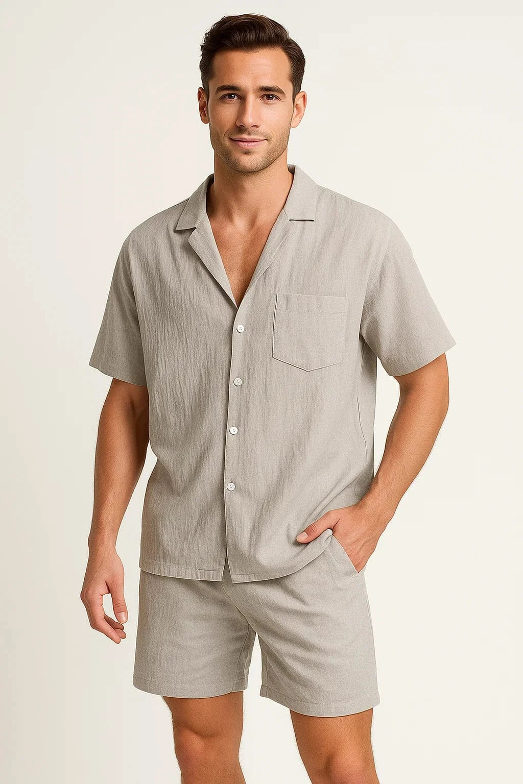Primadon Herrenbekleidung Grau / M Nico lässiges Leinen Set für Herren Sommer