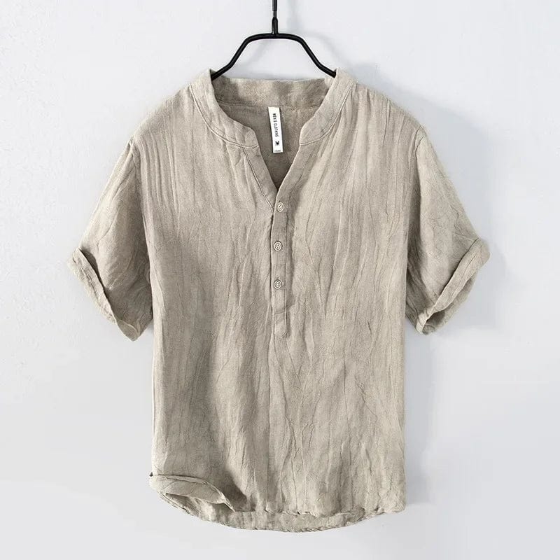 Primadon Herrenbekleidung Khaki / S Matteo | Lässiges Leinenhemd für Herren Sommer