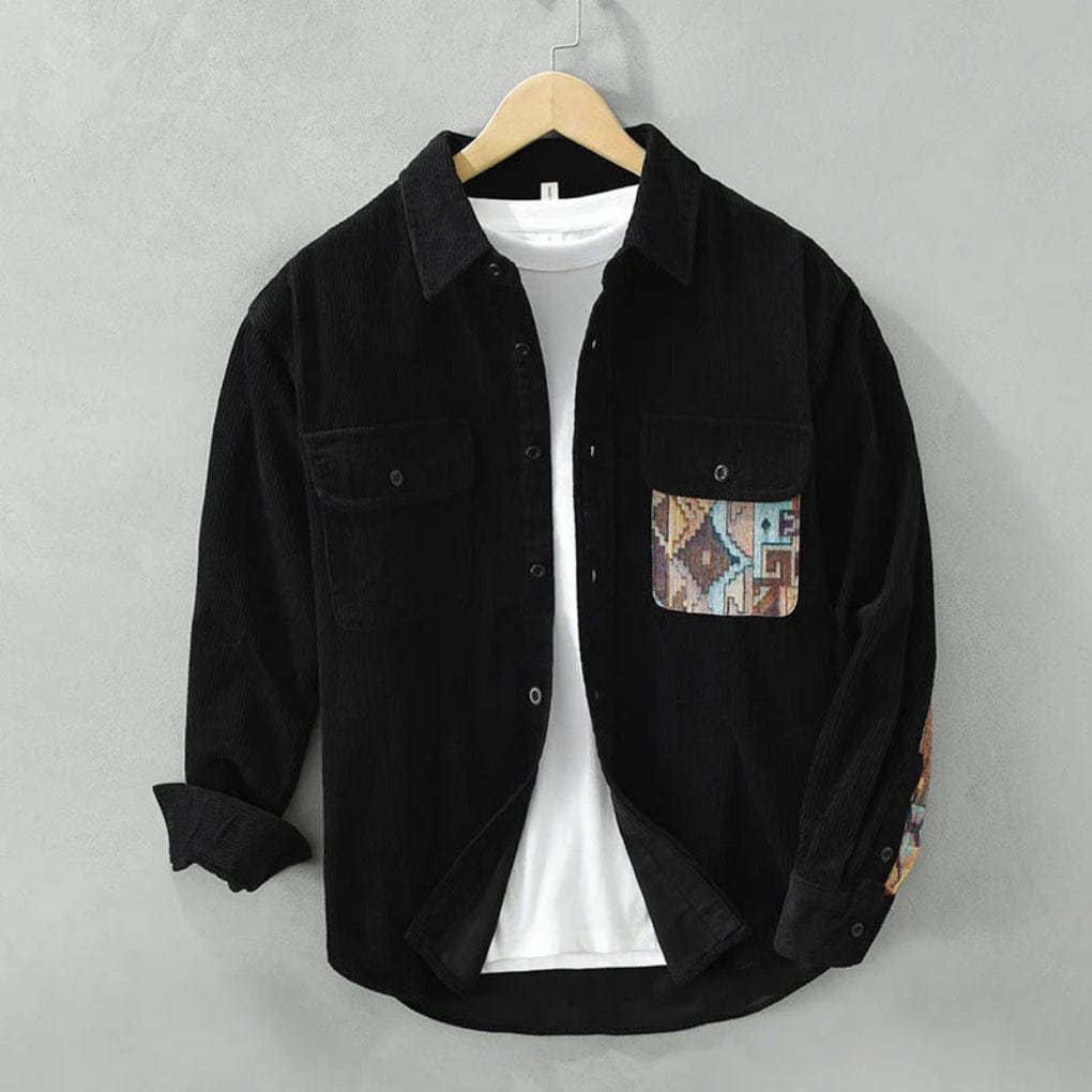 Primadon Herrenbekleidung Schwarz / M Klassisches Langarmhemd für Herren Vintage Stil Baumwollmischung ganzjährig