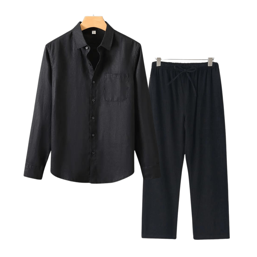 Primadon Herrenbekleidung Schwarz/Schwarz / M Nils | elegantes Leinen Set für Herren Sommer