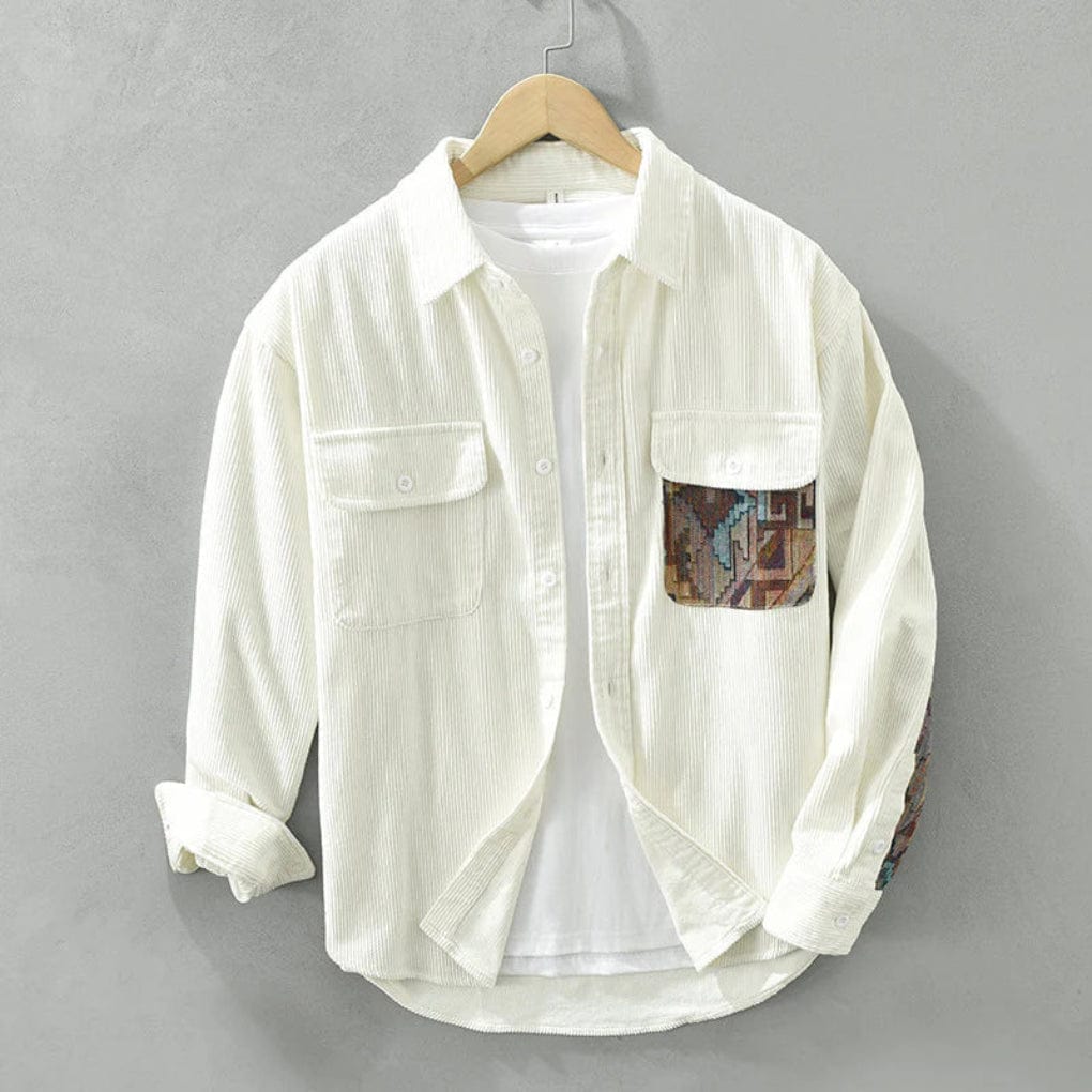 Primadon Herrenbekleidung Weiß / M Klassisches Langarmhemd für Herren Vintage Stil Baumwollmischung ganzjährig